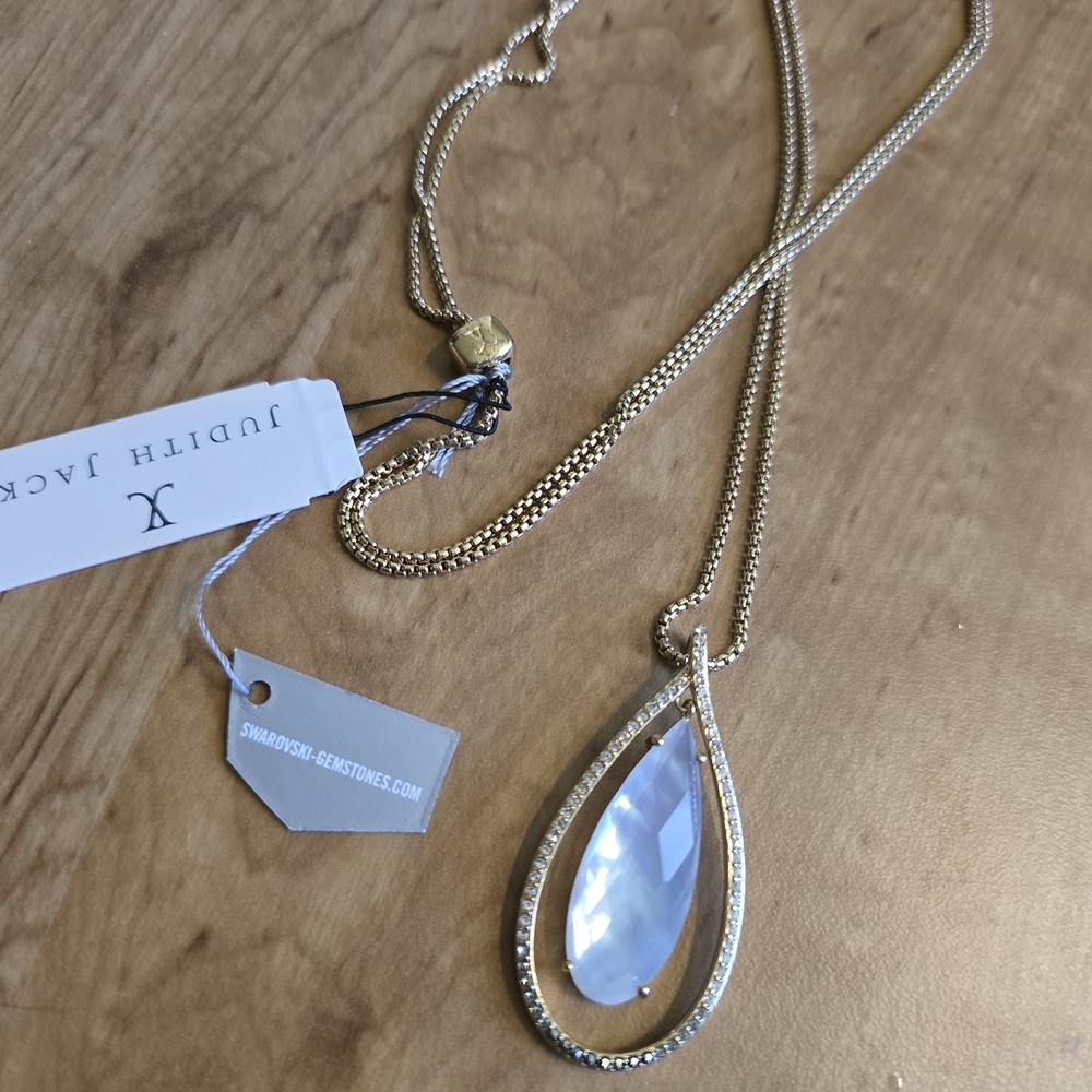 Judith Jack Gold Over 925 Necklace with Teardrop Swarovski Crystals